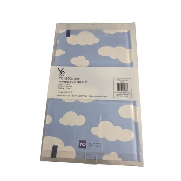Yo Sox Cloud and Rainbows Hardcover Journal "I'm On A New Level"  & Sock Set NIB - Picture 2 of 5